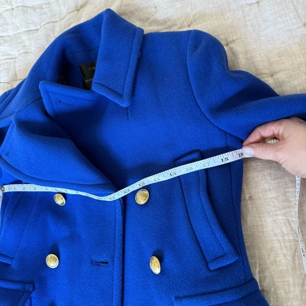 J. Crew Stadium Cloth by Nello Gori Royal Blue Wool Double Breasted Coat Size 2 - Picture 14 of 16